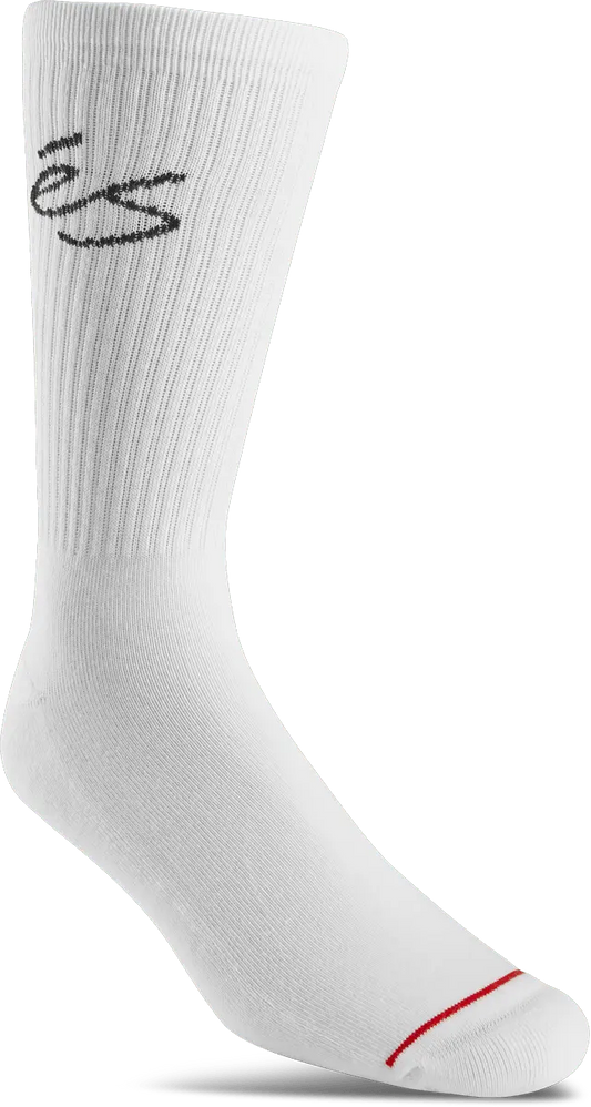 Script Crew Sock white | éS skateboarding Crew Sock Es WHITE / One Size Footwear Sneakers Skate Style OG Premium 5140000937.100.OS.1ST 194691400987