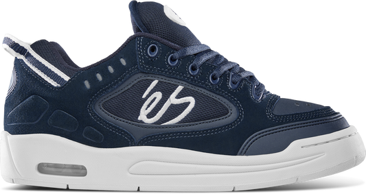 CREAGER skateboarding shoe with airbag heel and rubber toe, designed by Ronnie Creager, in blue with white accents.