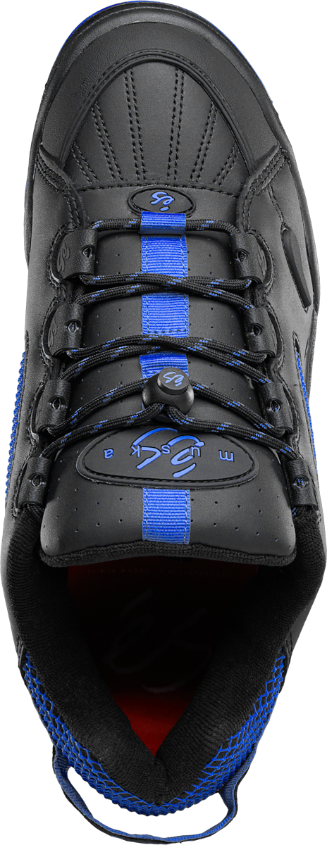 Limited Edition éS Muska Skate Shoe Top View in Black and Blue