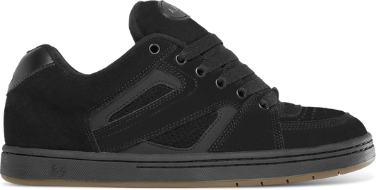 Black ACCEL OG X ARTO skate shoe with durable suede upper and éS branding.