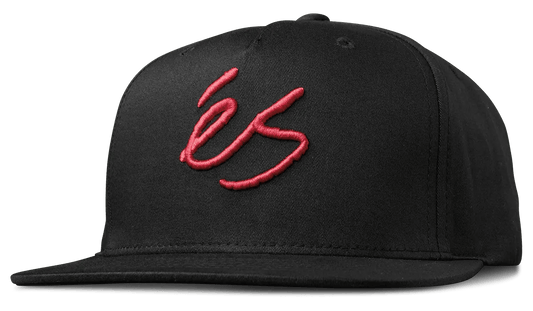 Script Snapback Hat in Black | éS Skateboarding EU Custom Hat eS Black / OS Footwear Sneakers Skate Style OG Premium 5140000880.001.OS.1ST 886608345091