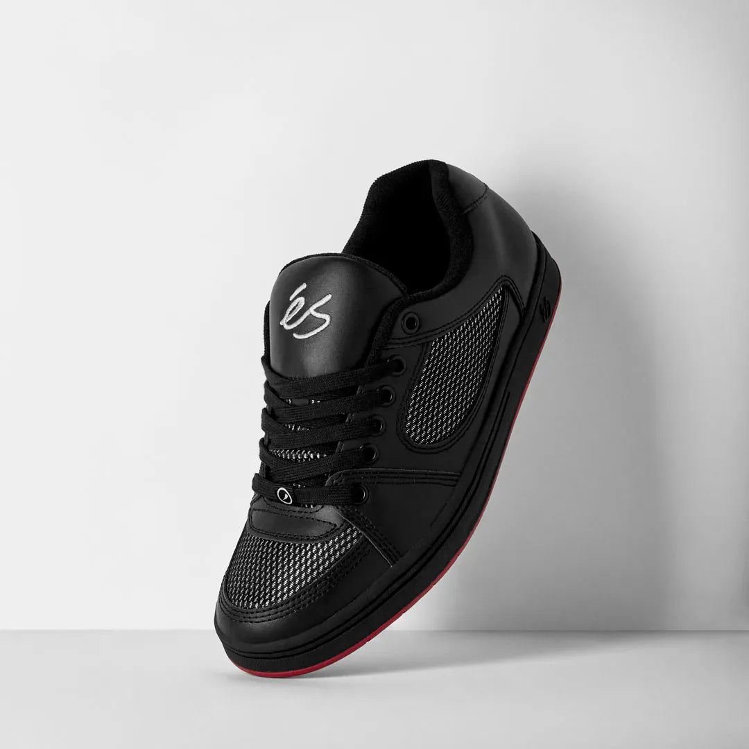 Accel Black/Black/Red – Skate Shoe | éS Skateboarding EU Low-Top Shoe Es Footwear Sneakers Skate Style OG Premium