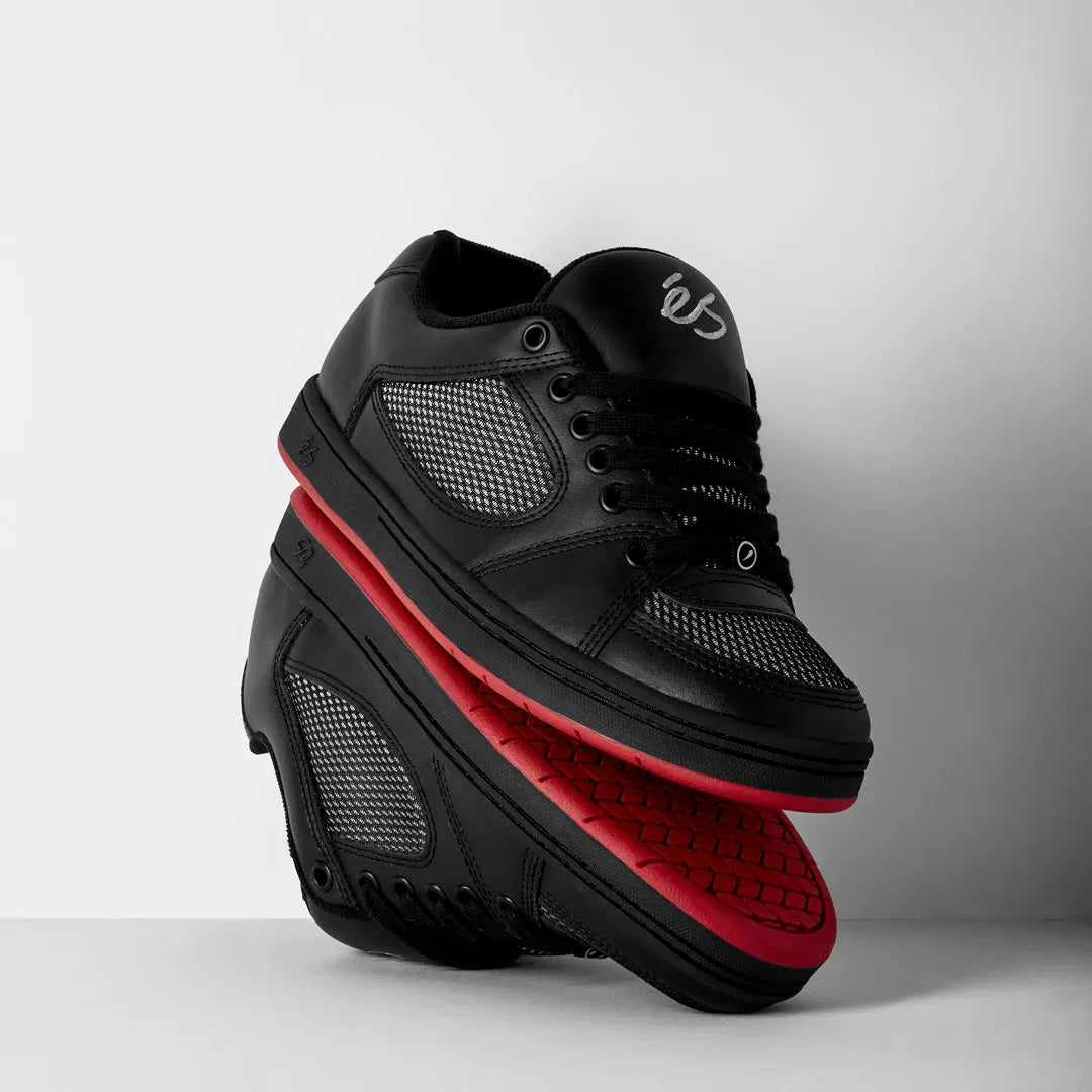 Accel Black/Black/Red – Skate Shoe | éS Skateboarding EU Low-Top Shoe Es Footwear Sneakers Skate Style OG Premium
